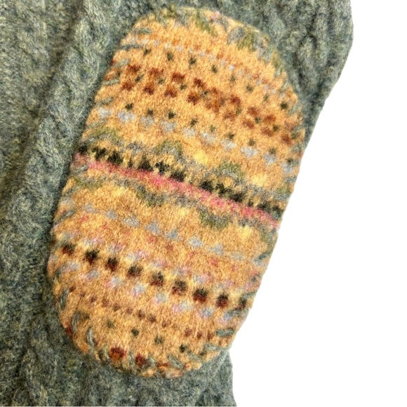 Vintage Polo Jeans Co Ralph Lauren MFG Cable Knit Wool Sweater Elbow Patch Large - Picture 6 of 11